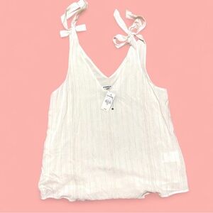 NWT Express Cream Gold Pinstripe Camisole with Bow Tie Straps Size XS